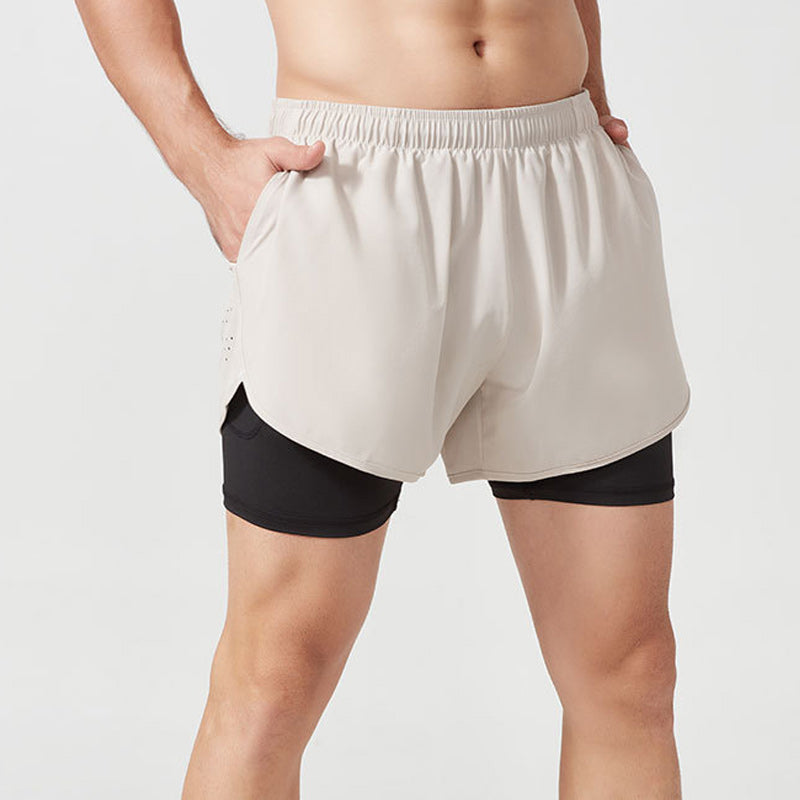 Atmungsaktive Doppelschicht-Sportshorts