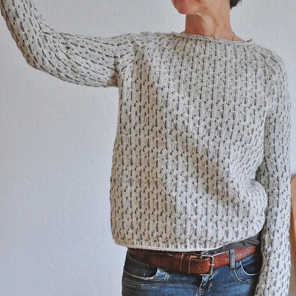 Olyvia - Eleganter grauer Pullover mit Bootsausschnitt