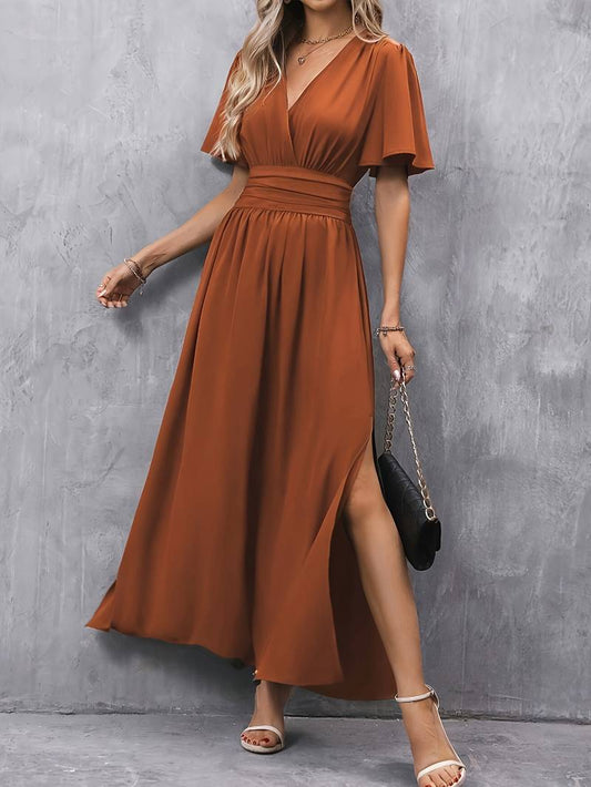 Juliet – kleid mit rüschenkragen und plissierter taille