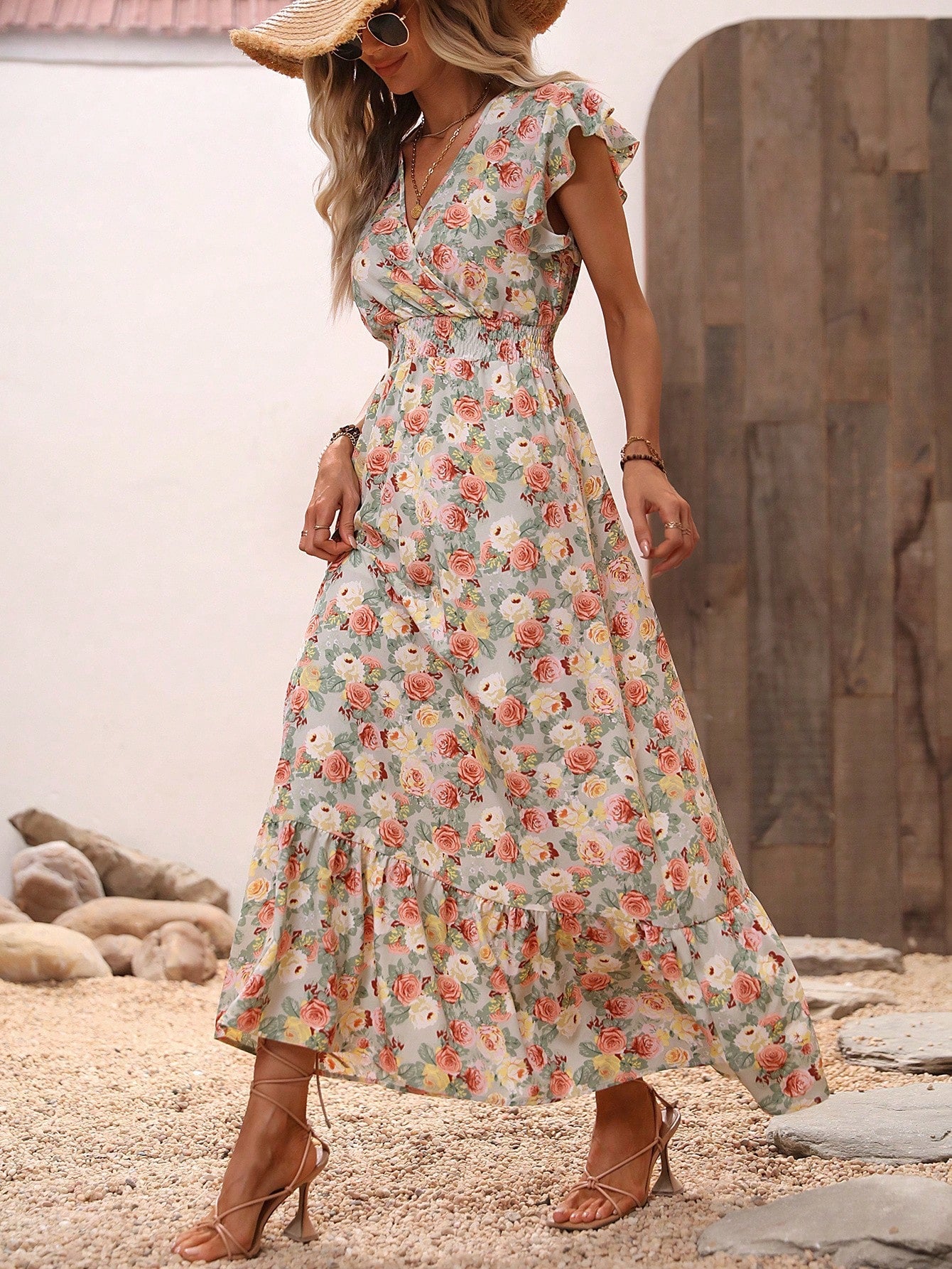 IBIZA™ Frenchy Damen-Wickelkleid mit Blattmuster