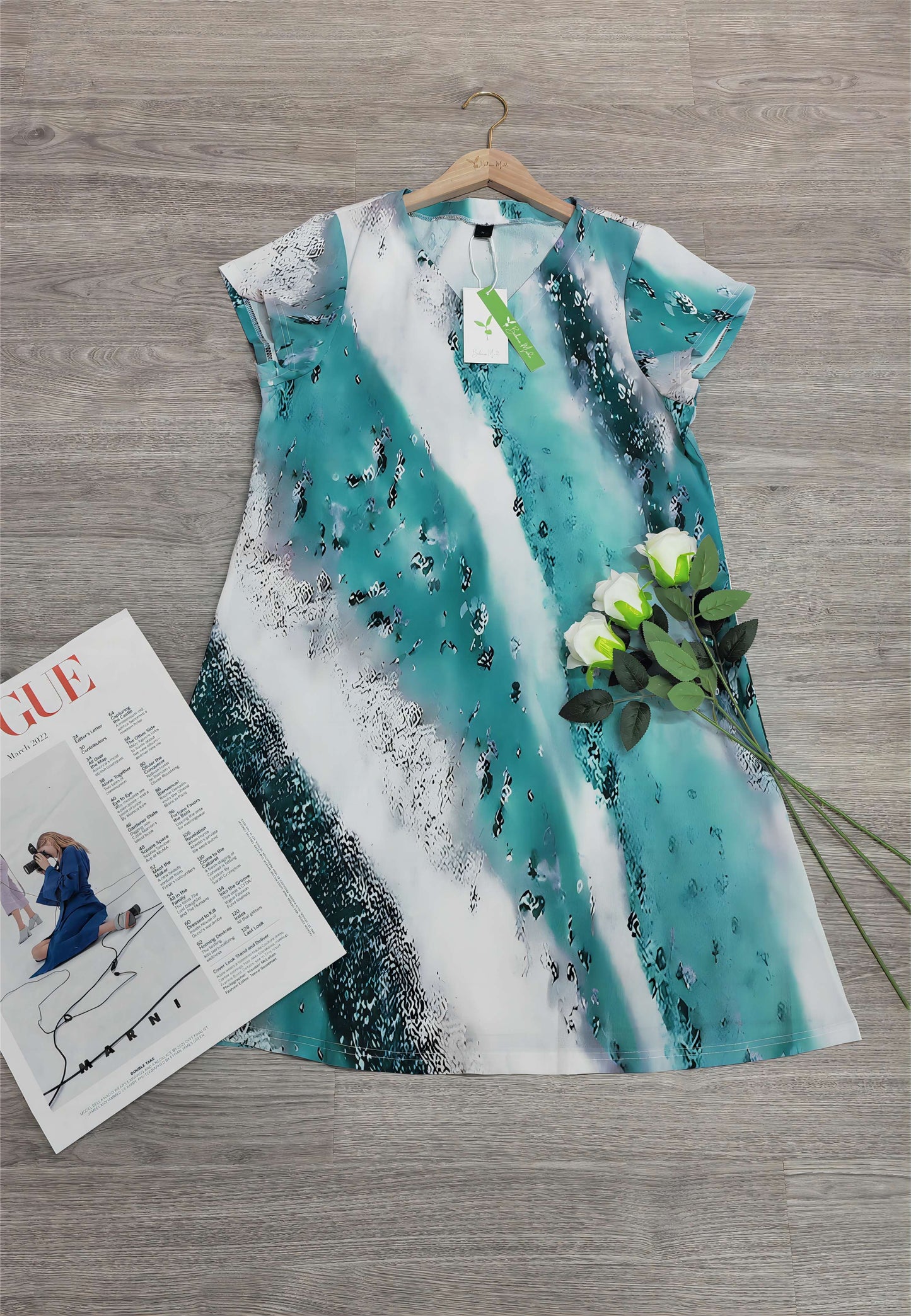 FallStil® - Blaues Minikleid mit kurzen Ärmeln