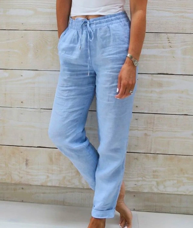 "Relaxed Line Trousers" - Lässige Frauen Leinenhose