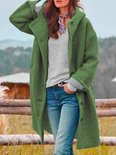 Amy - Women's Autumn Winter Warm Wind Jacket Plain Pea mit Taschen Stylish Jacket