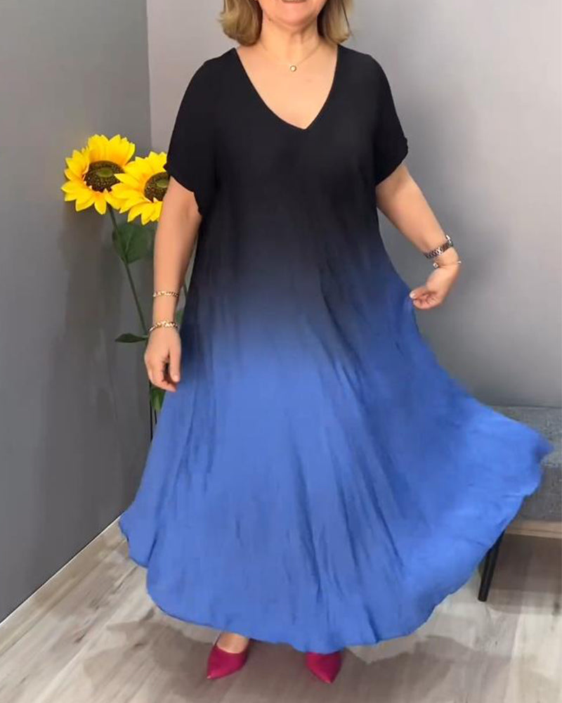 Lässiges, plissiertes Ombre-Kleid