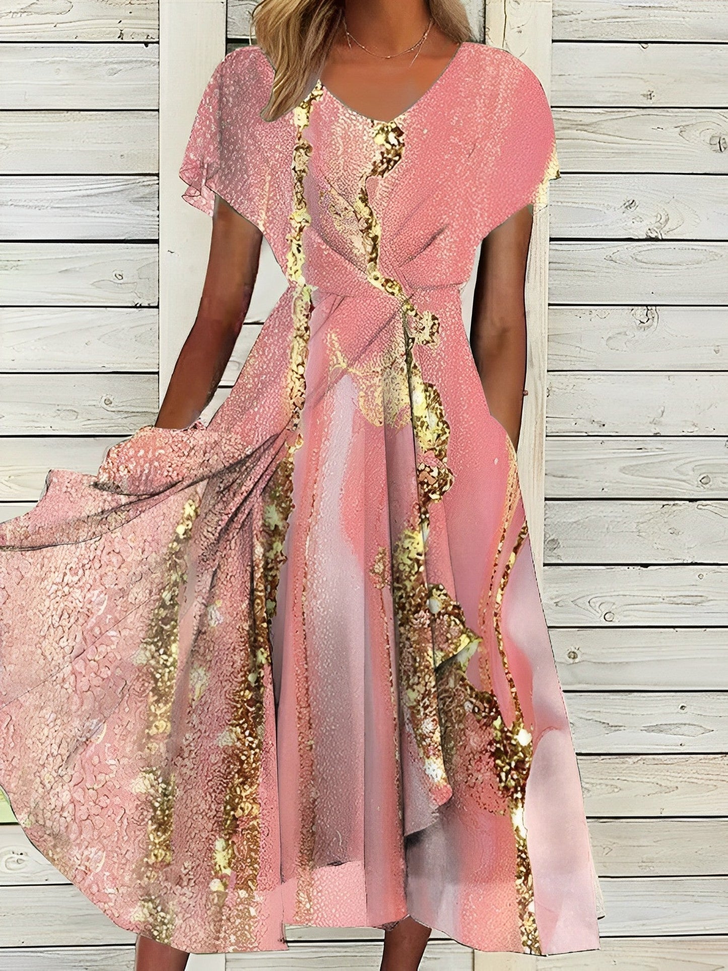 Airin - Schönes rosa-goldenes Kleid für besondere Anlässe