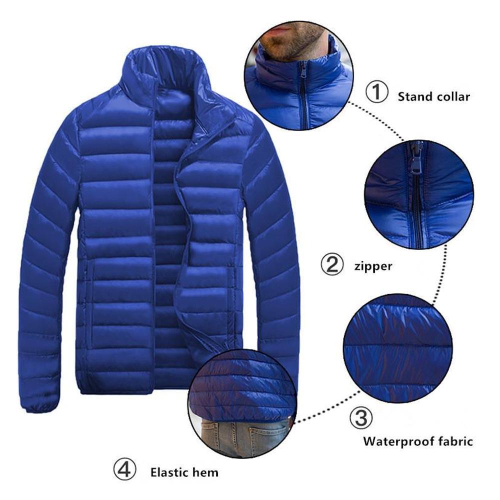 Herren Winter Daunenjacke mit Stehkragen