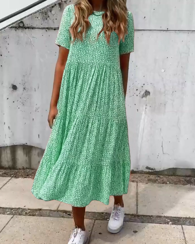 Kurzärmliges Kleid mit Blumendruck