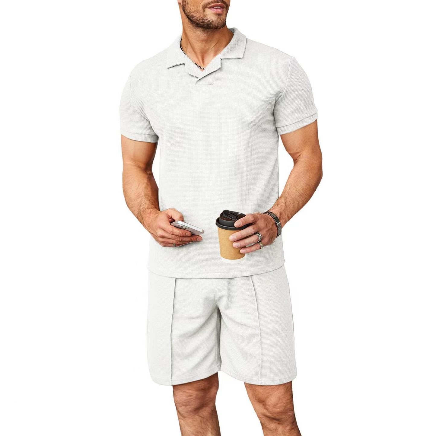 Polo + Short Set - Suit Waffle Style Casual