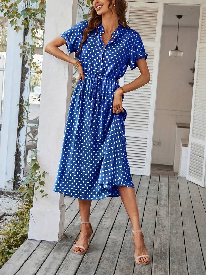 Chloe – a-linien-kleid mit polka-dot-print und v-ausschnitt