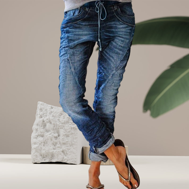 Gekräuselte Jeans mit Kordelzug