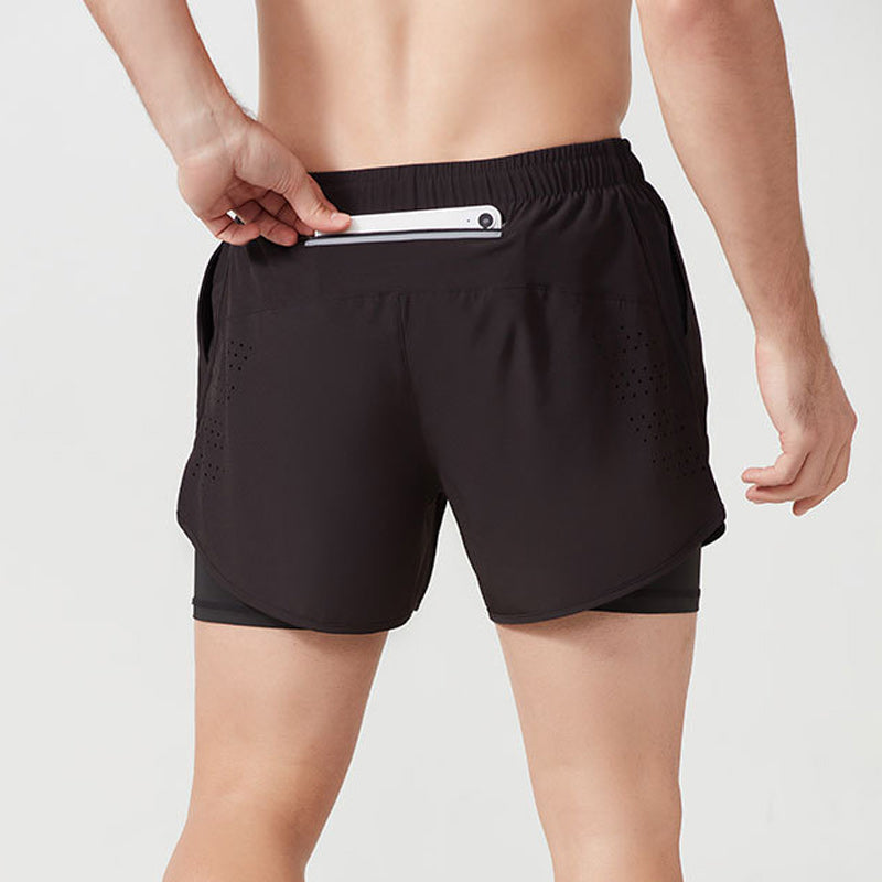 Atmungsaktive Doppelschicht-Sportshorts