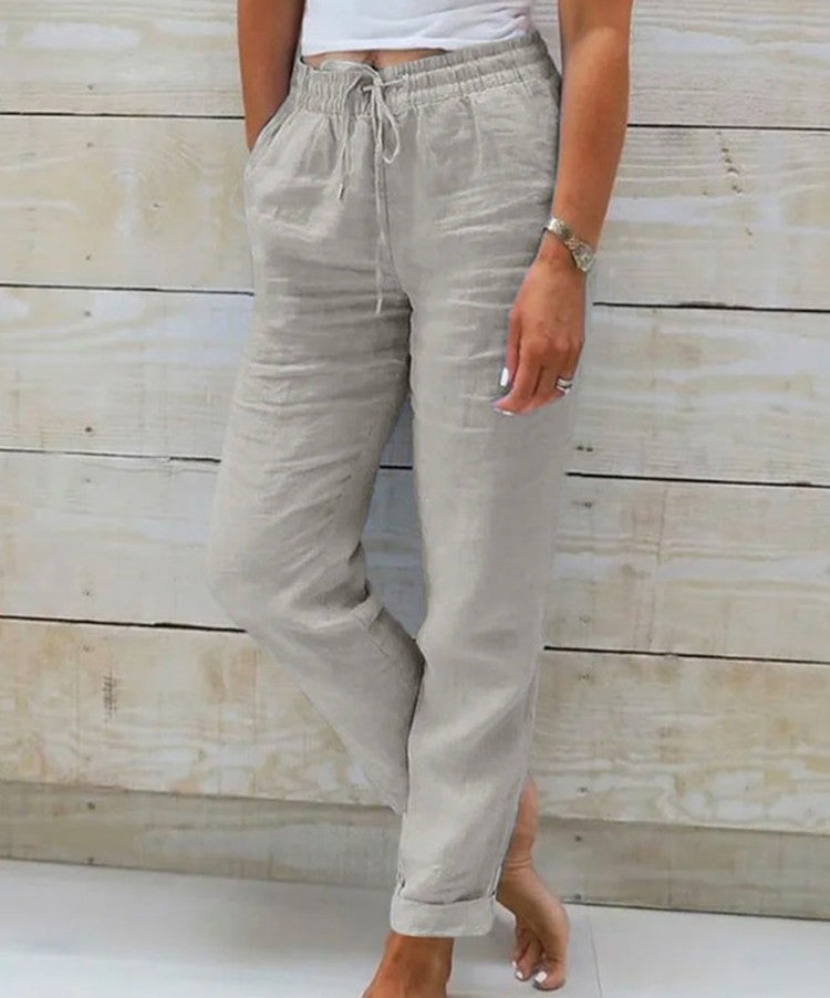 "Relaxed Line Trousers" - Lässige Frauen Leinenhose