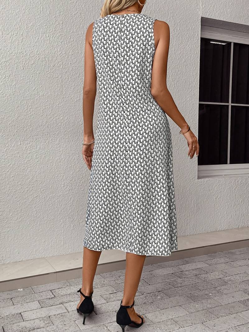 Zoe – ärmelloses boho-midikleid mit allover-print