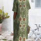 Lockeres kleid mit v-ausschnitt und retro-print