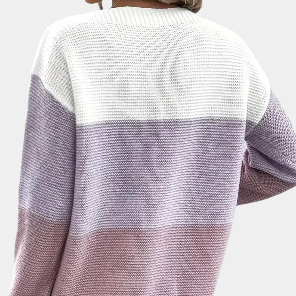 Farbblock-Strickpullover für Damen