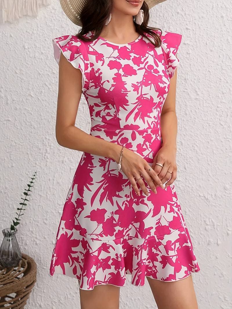 Kara - Modern geschnittenes Blumenkleid