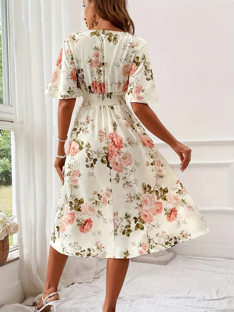 Abigail – kleid mit v-ausschnitt und blumenmuster für den sommer