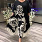 Freizeitkleid mit Rosendruck