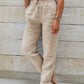 "Relaxed Line Trousers" - Lässige Frauen Leinenhose