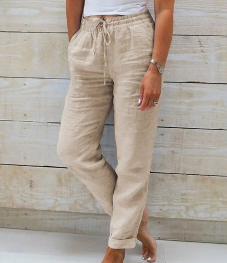 "Relaxed Line Trousers" - Lässige Frauen Leinenhose