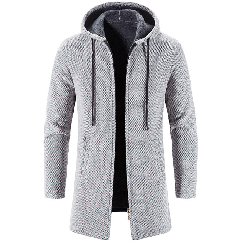 Alex – Stylischer langer Cardigan aus Wollmischung mit Kapuze